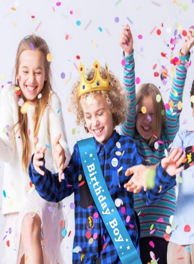 بروبسيكل وشاح عيد ميلاد للأطفال من الساتان الأزرق بتصميم تاج، إكسسوار مثالي لجلسات التصوير والاحتفالات - Image 3